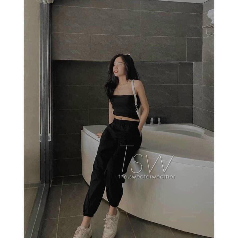 GR00592 -Quần nỉ jogger nữ bo chun ống