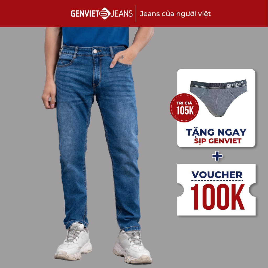 Quần Dài Jeans Nam Ống Col Cơ Bản D1103J2220 GENVIET