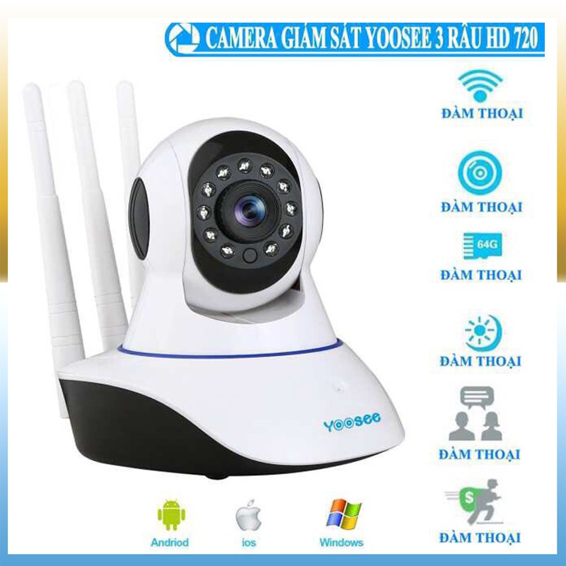 Camera yoosee 3 râu ip wifi không dây độ phân giải hd720p- Camera không dây ip 720 và 1080