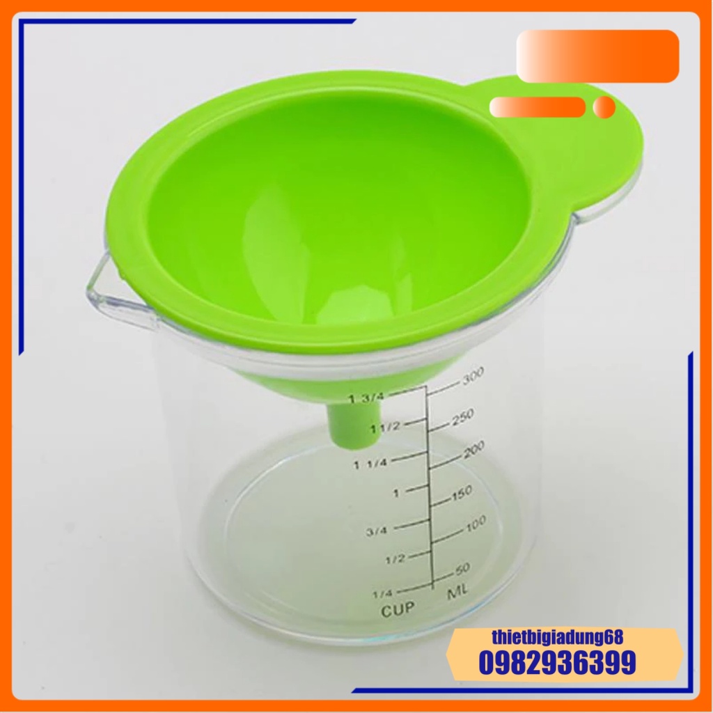 Cốc Chia Vạch Nhà Bếp Đa Năng 300ml 5in1 Định Lượng, Vắt Cam, Lọc Trứng, Phễu Lọc, Mài Rau Củ Quả, Dụng Cụ Nhà Bếp