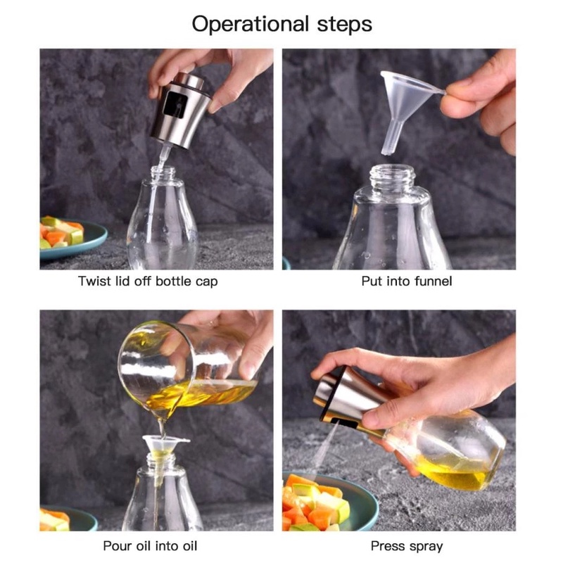 Chai xịt dầu ăn gia vị thép không gỉ 200ml dành cho nấu ăn