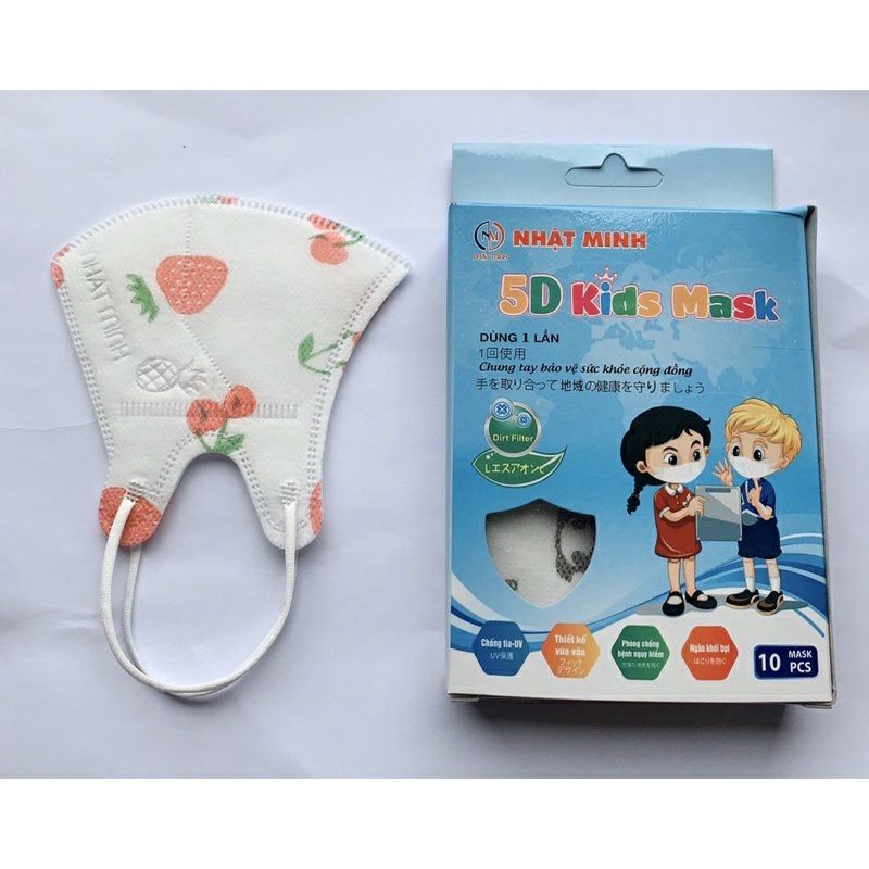 KHẨU TRANG 5D KID HỘP 10 CHIẾC KHÁNG KHUẨN, NGỪA BỤI CHO BÉ