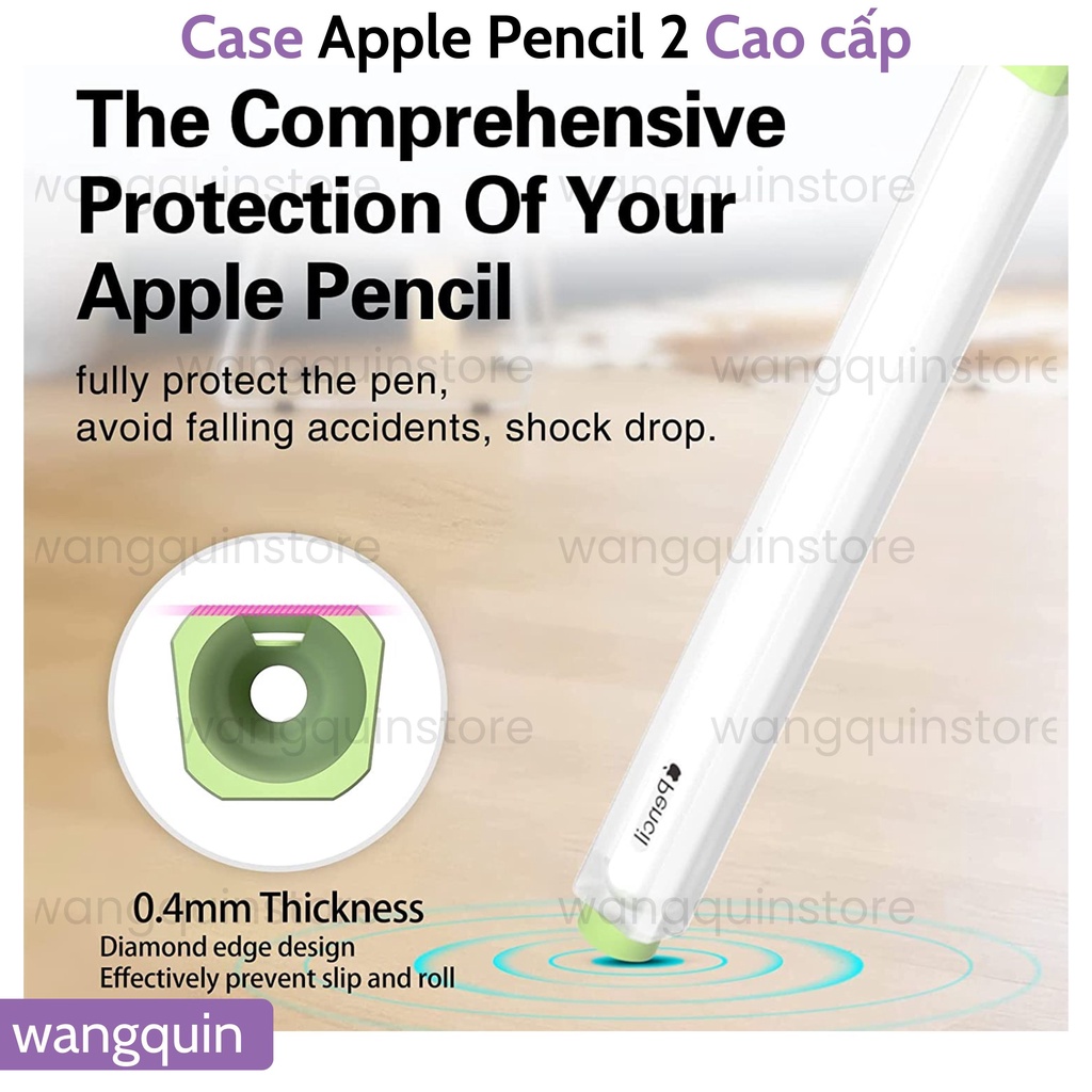 Vỏ bao ốp silicon case bút cảm ứng Kiểu bút chì pencil Gen 2 - Vỏ bọc bảo vệ bút cảm ứng cao cấp Sạc không cần tháo