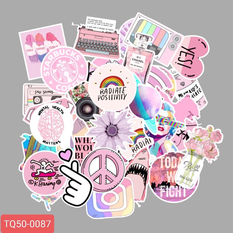 Sticker set 50 cái cute dán laptop, hình dán mũ bảo hiểm, điện thoại - Hàng loại đẹp - Chống nước