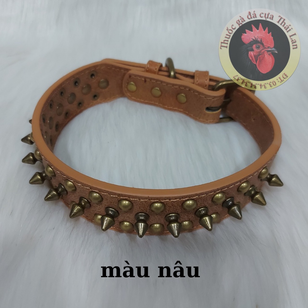 vòng cổ chó GAI (DA CAO CẤP) bao ngầu (MÓC ĐỒNG KHÔNG GỈ)