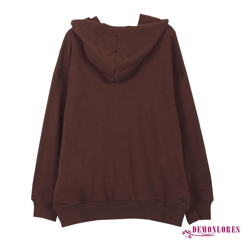 Áo khoác hoodie tay dài in họa tiết graffiti phối khóa kéo sành điệu cho nữ