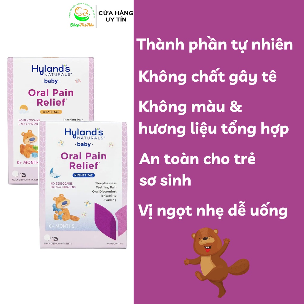 Viên ngậm giảm đau họng, đau răng miệng cho bé Hyland's Baby Oral Pain Relief 125 viên.