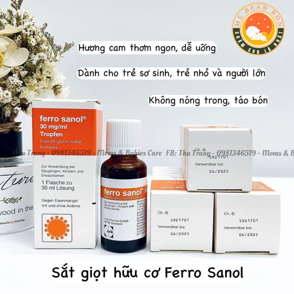 Sắt nước hữu cơ Ferro Sanol tropfen 30ml Đức cho trẻ từ sơ sinh, trẻ em, người lớn thiểu sắt khi mang thai dễ hấp thụ