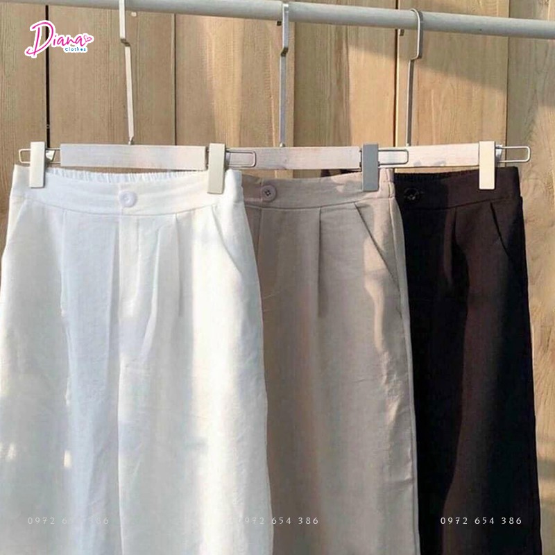 Quần Culottes ống rộng - Chất vải đũi mềm - 4 màu Đen Trắng Ghi Be - Mặc đi chơi cực xinh