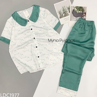 Bộ ngủ pyjama quần dài tay ngắn lụa satin xịn siêu mềm mịn