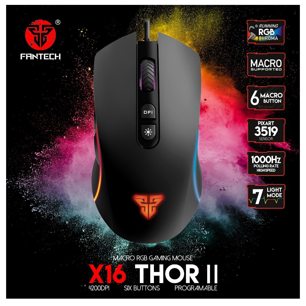 Chuột Chơi Game Fantech X16, 4200 DPI Có Thể Điều Chỉnh Nhiều Chế Độ Khác Nhau