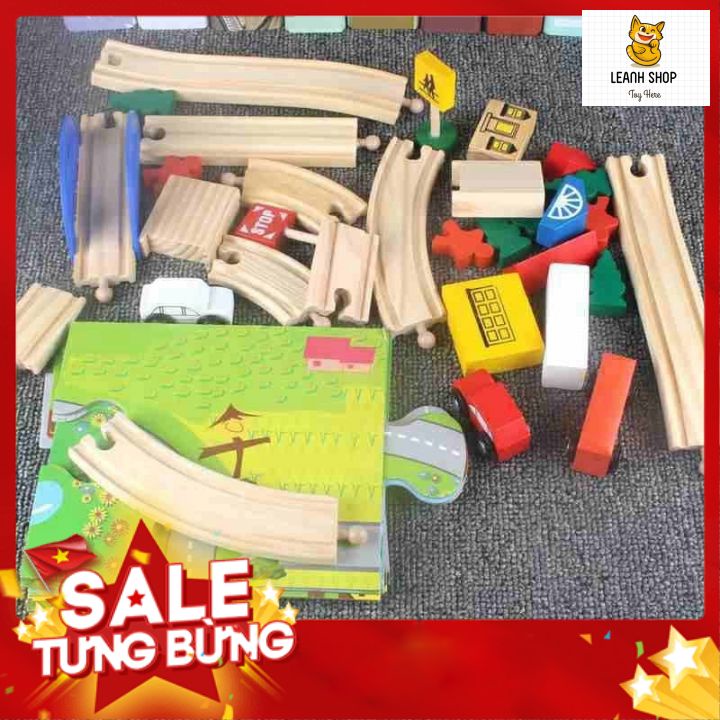 Đồ chơi xếp hình giao thông cầu vượt đường sắt bằng gỗ cho bé phát triển tu duy thông mình