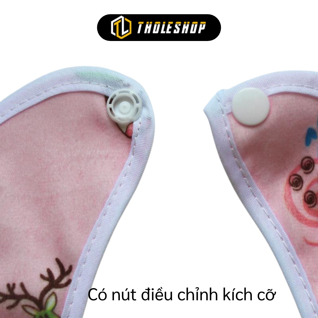 Yếm Ăn Cho Bé - Yếm Ăn Dặm Chống Thấm 2 Lớp Có Cúc Bấm Điều Chỉnh, Hình Thú 8434