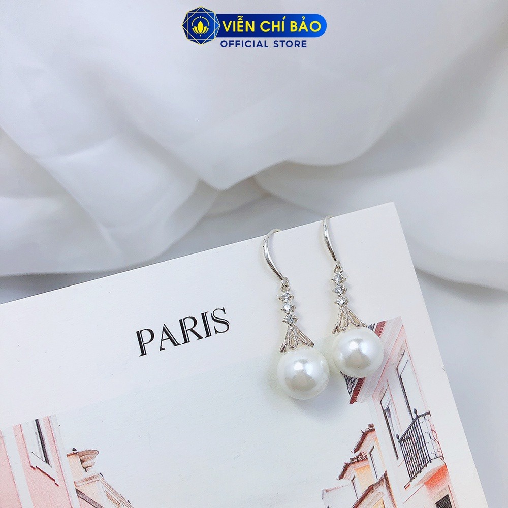 Bông tai bạc nữ hạt châu chất liệu bạc 925 thời trang phụ kiện trang sức Viễn Chí Bảo B400019