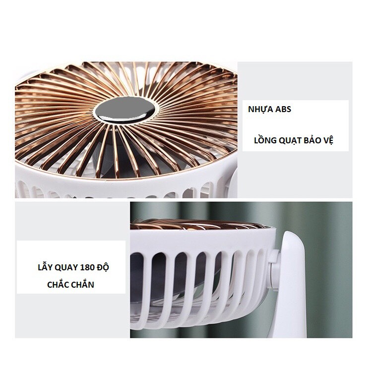 [NEW] Quạt tích điện thế hệ mới nhất- pin 6-8 giờ-Làm sạc dự phòng,có đèn led, quay 120 độ ( tặng dây sạc) | BigBuy360 - bigbuy360.vn