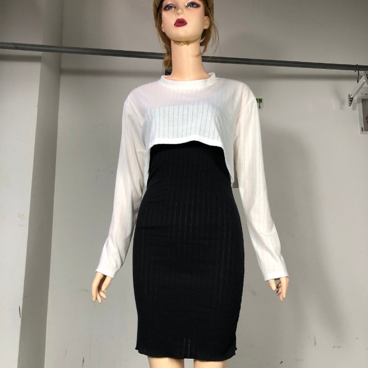 Đầm thun body 2 dây kèm áo croptop | BigBuy360 - bigbuy360.vn