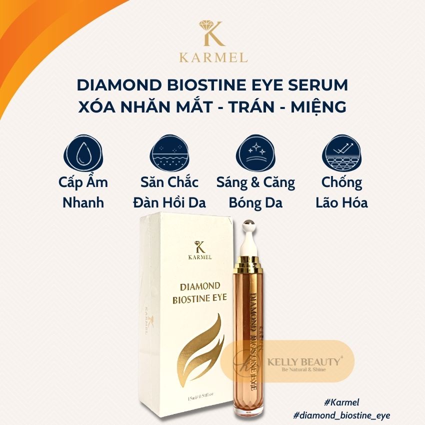 Serum Diamond Biostine Eye KARMEL – Giúp Xóa Nhăn Vùng Mắt Trán Miệng; Chống Lão Hóa, Đàn Hồi Da | Kelly Beauty