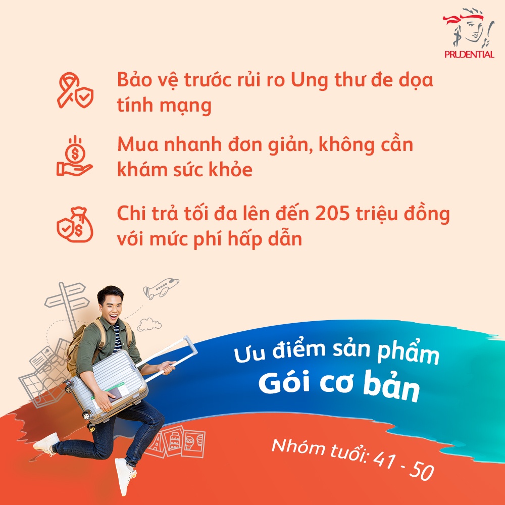 Toàn quốc [E-Voucher] Prudential - Bảo hiểm PRU-Vui Sống - gói Cơ bản [nhóm tuổi 41-50]