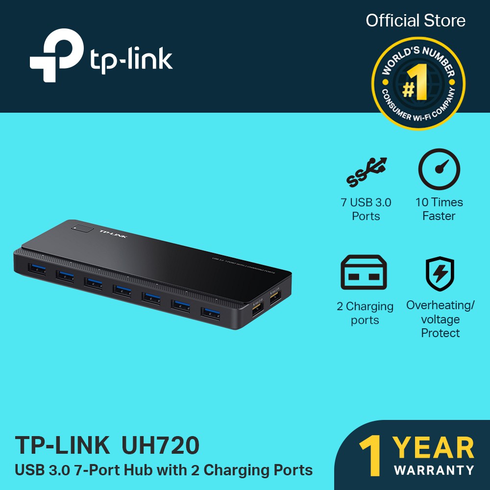 Bộ chia USB 3.0 chia USB 7 port với 2 cổng sạc TP-LINK UH720 - HÀNG CHÍNH HÃNG - BẢO HÀNH 12 THÁNG