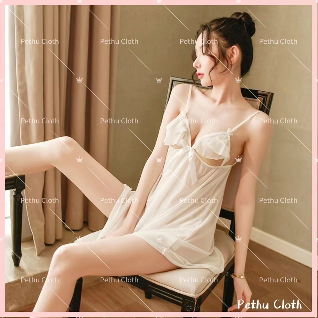 ( Q1,HCM）Váy/Đồ ngủ sexy2 dây đầm voan ren cao cấp thiết kế gợi cảm, tặng quần chíp G-string 40-65kg---002
