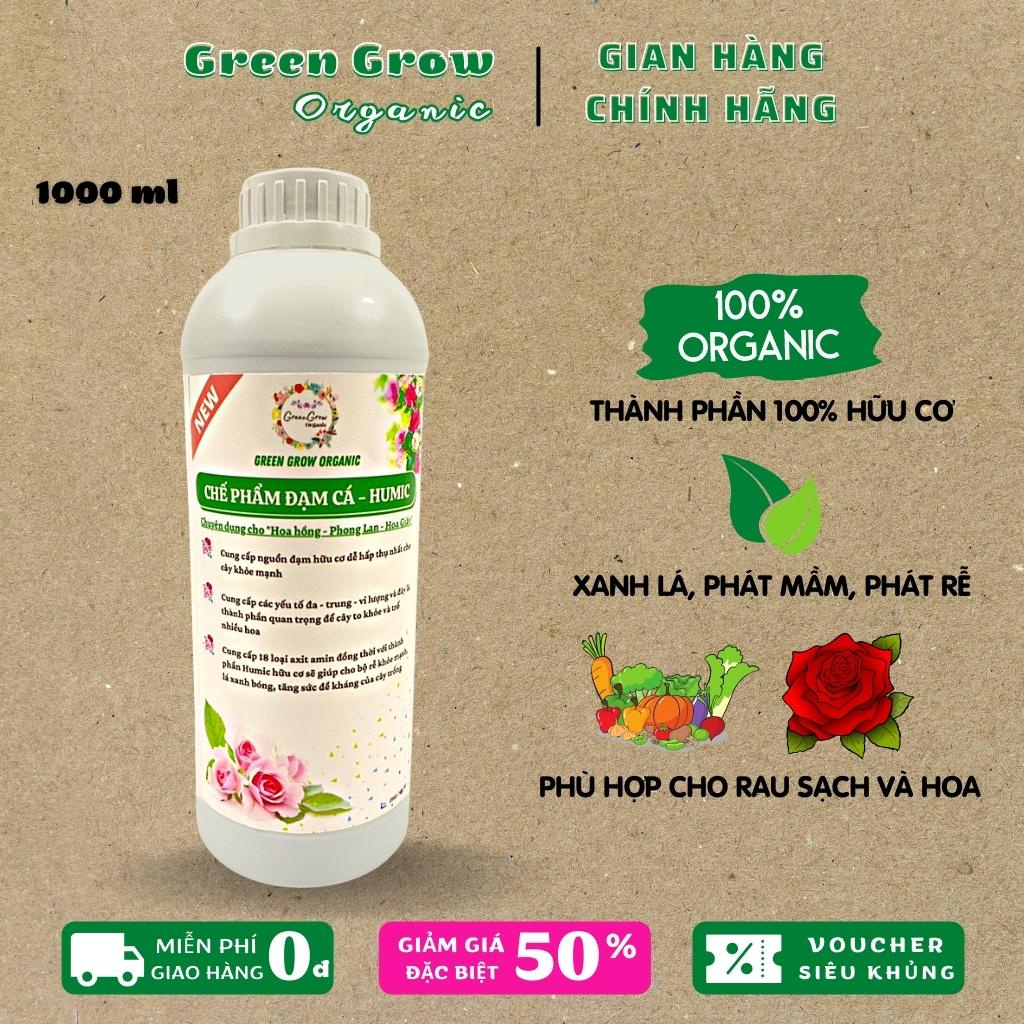 Phân đạm cá Fish Emulsion Green Grow Organic, chai 1 lít, đạm cá hữu cơ kích rễ mạnh to cành MS103