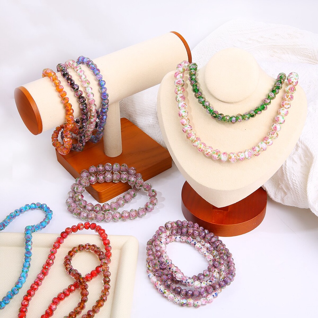 Set 10 Hạt Thủy Tinh Trong Suốt Hình Hoa 8 / 10 / 12mm Dùng Làm Trang Sức Diy
