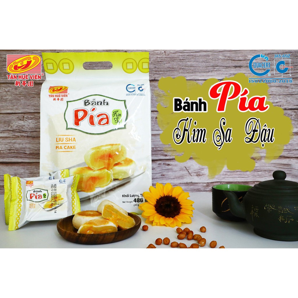 Bánh pía kim sa Đậu Tân Huê Viên túi 12 cái bánh