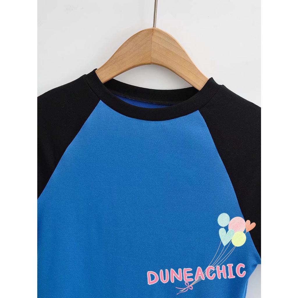 DUNEA Áo thun ngắn tay phối màu cá tính thời trang cho nữ