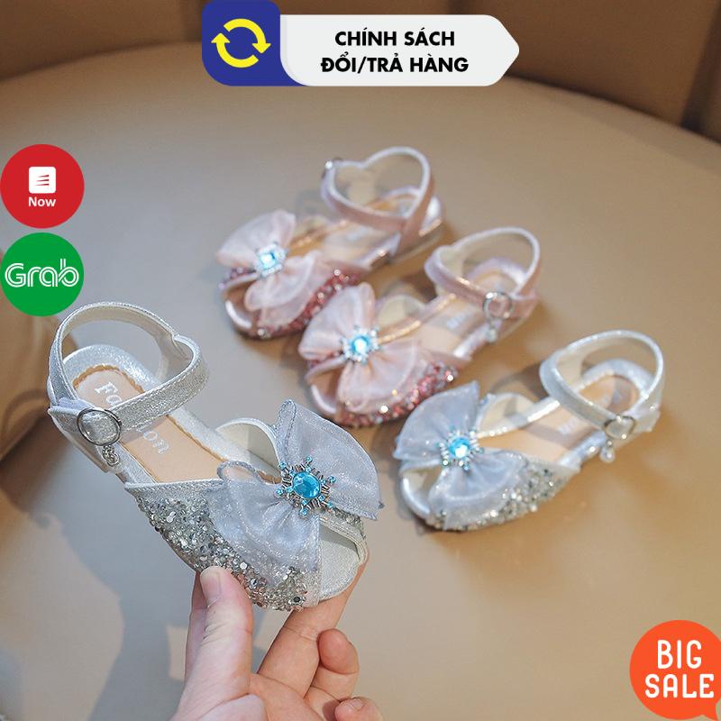 Dép quai hậu bé gái gắn nơ màu Xanh Ngọc size từ 23-33 cho bé từ 1-15 tuổi Dép trẻ em quai dán da mềm mẫu Mới Nhất 2022