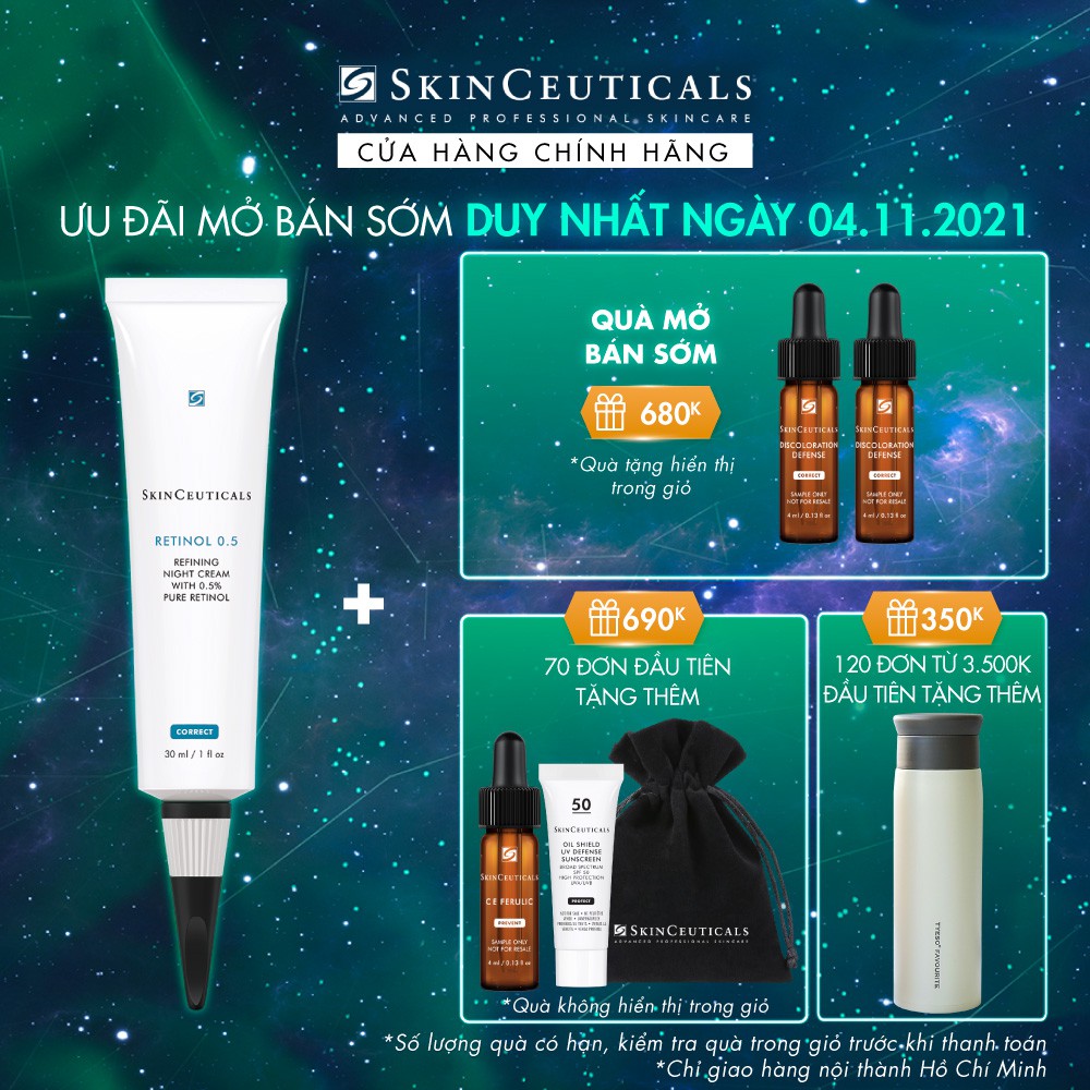 ​Skinceuticals Retinol 0.5 cải thiện các khuyết điểm sau mụn và các dấu hiệu lão hóa 30ml