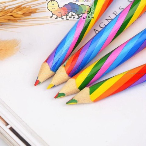 Bút chì vẽ 6 cạnh màu cầu vồng