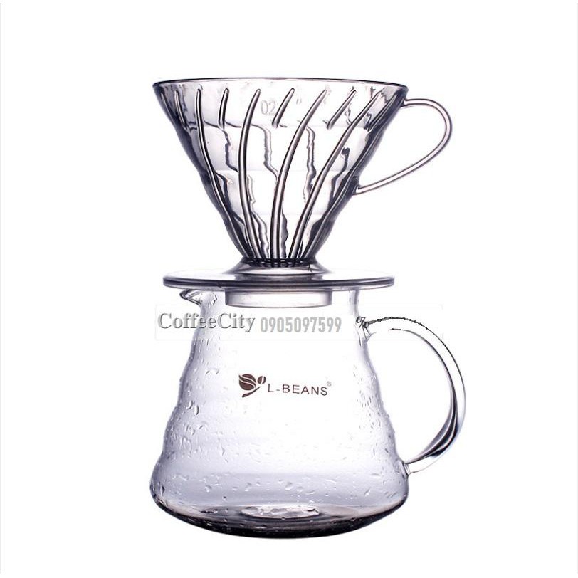 Bình Chứa Cà Phê V60 L-Beans Thủy Tinh cao cấp 360ml – 600ml