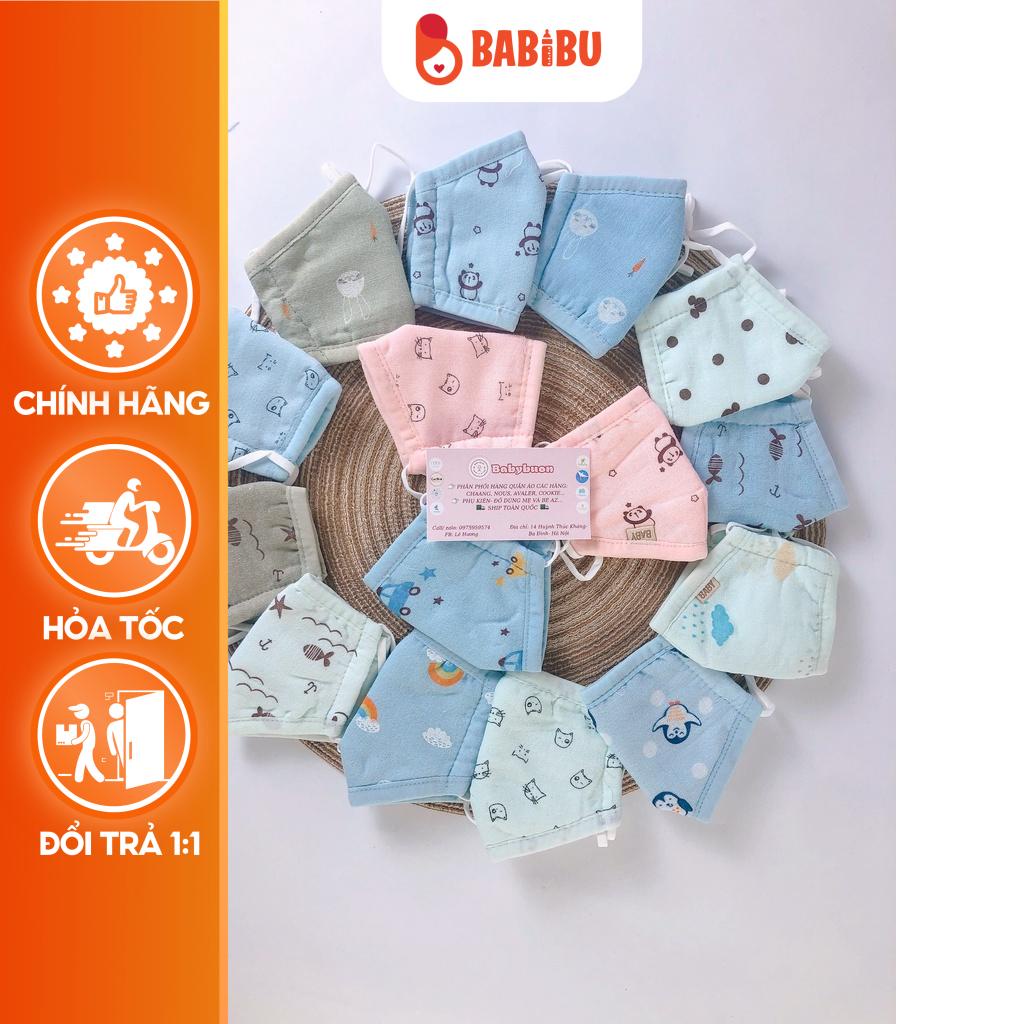 Khẩu Trang Vải Cotton 3 Lớp Quai Rút Cho Bé 0-3 Tuổi Babibu - KTQR