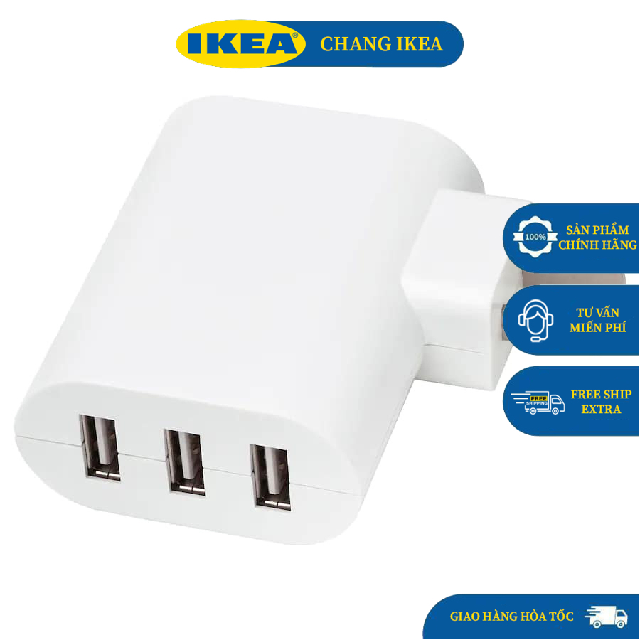 CỦ SẠC NHANH 3 CỔNG SẠC CHO SMART PHONE KOPPLA IKEA(sạc đa năng an toàn)