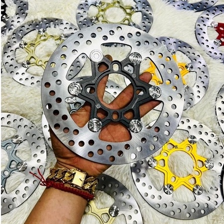 Đĩa Thắng Trước 4 lỗ size 220mm - Nhiều Màu lựa chọn, Khoen INox 304 Sáng Bóng, Không Gỉ, lắp như zin Nhiều dòng xe máy