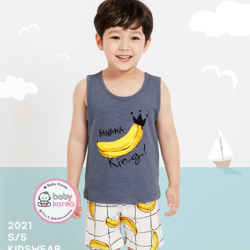 Bộ quần áo cotton giấy sát nách cho bé trai 10kg đến 40kg chất mềm nhẹ siêu mát Hàn Quốc thời trang trẻ em BABY KOREA