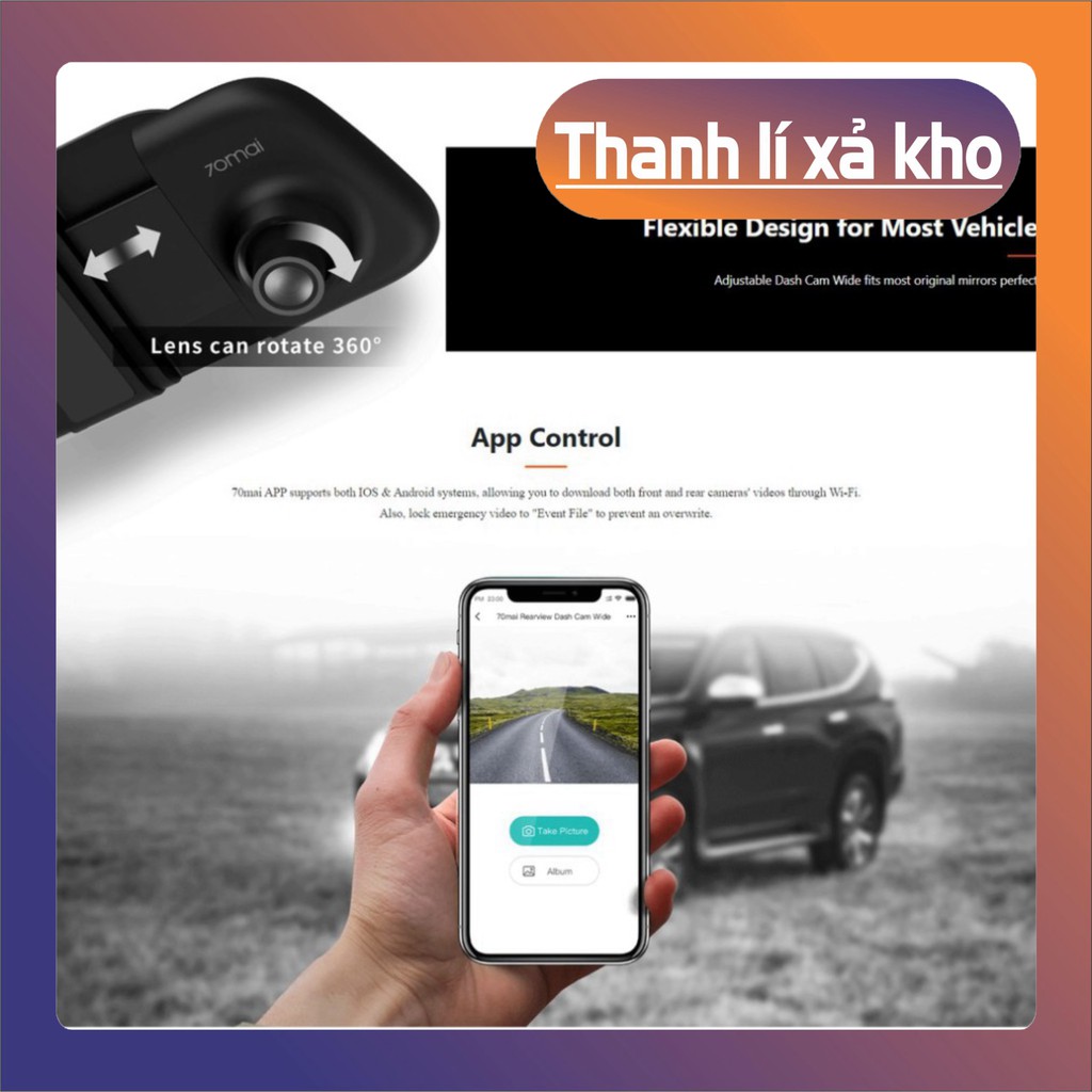 HẠ GIÁ 70% Camera hành trình dạng gương 70MAI rearview Dash cam Midrive D07 - Camera hành trình Xiaomi 70mai HẠ GIÁ 70%