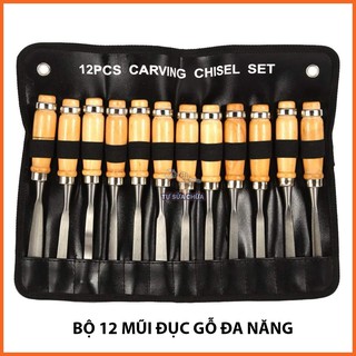 Bộ 12 mũi dao đục gỗ,khắc gỗ, tiện gỗ đa năng cao cấp Dành Cho Thợ Mộc, Thợ Điêu Khắc, Bền Đẹp, Sắc Bén ( Hàng loại xịn)