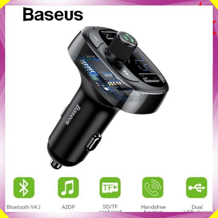 Tẩu nghe nhạc trên ô tô, xe hơi Bluetooth V4.2 thương hiệu Baseus CCALL-TM01