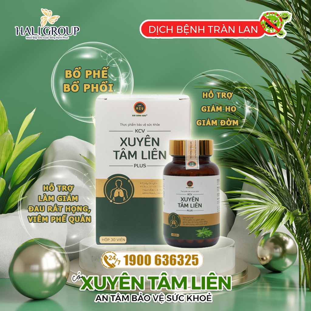 Viên Uống Bổ Phổi Xuyên Tâm Liên Kim Cương Vàng - Hộp 30 Viên