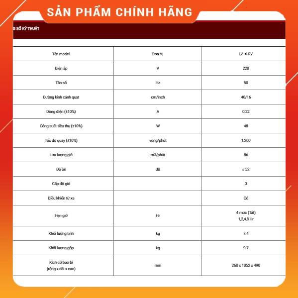 [Hoả tốc 1h] (7 ngày Lỗi 1 đổi 1) Quạt cây, Quạt đứng Mitsubishi LV16RV, Chính hãng, Nhập khẩu Thái Lan, có khiển