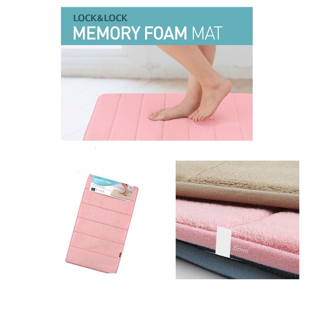 Thảm chùi chân siêu thấm hút Lock&amp;Lock memory foam màu hồng