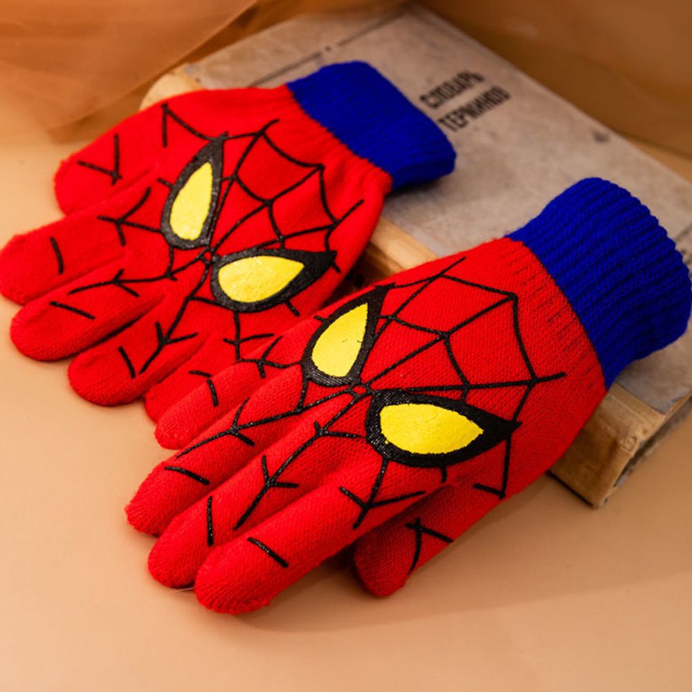 Găng tay giữ ấm chống gió bằng acrylic mềm hình người nhện đơn giản cho trẻ em