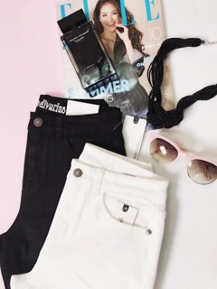 quần culottes trắng đen