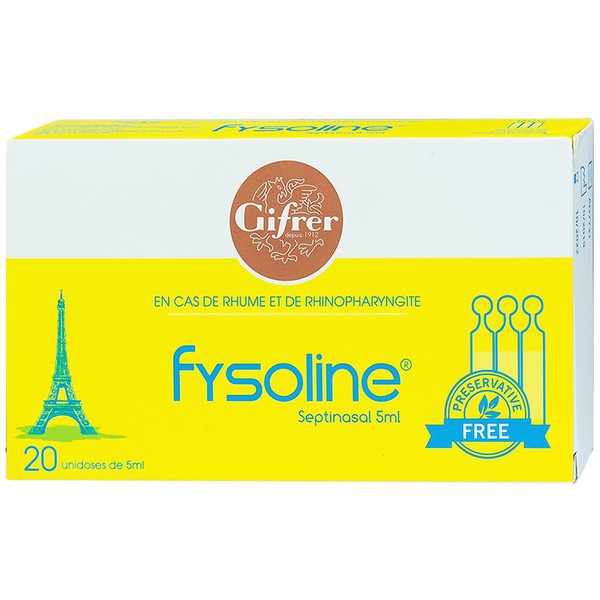 Nước muối sinh lý Fysoline Septinasal Pháp hộp 5 ống x 5ml màu vàng thumbnail