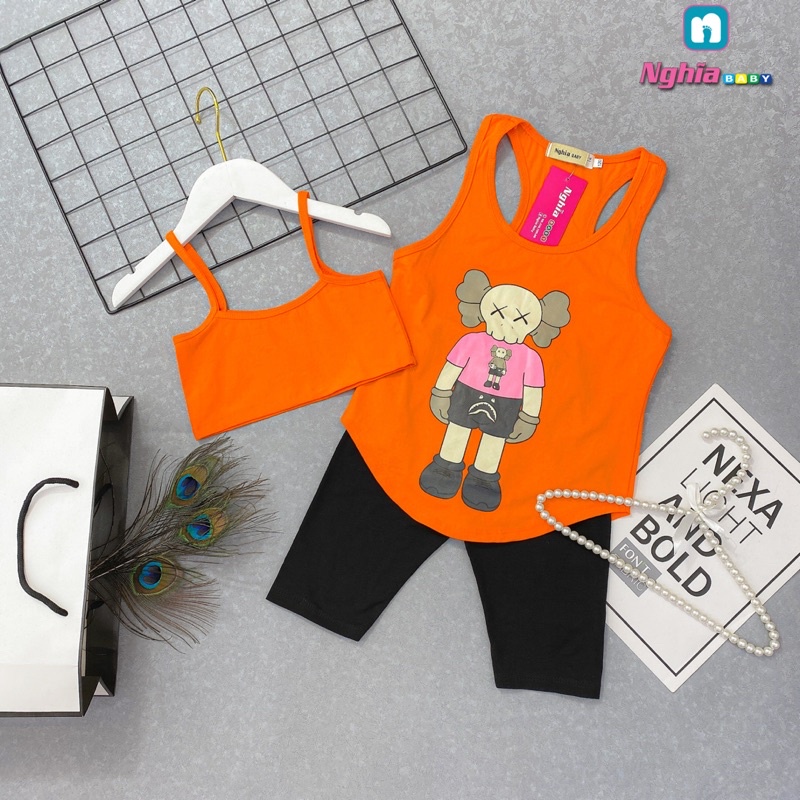 Set bộ thun 3 chi tiết NGHĨA BABY dành cho bé gái từ 15-25kg U89