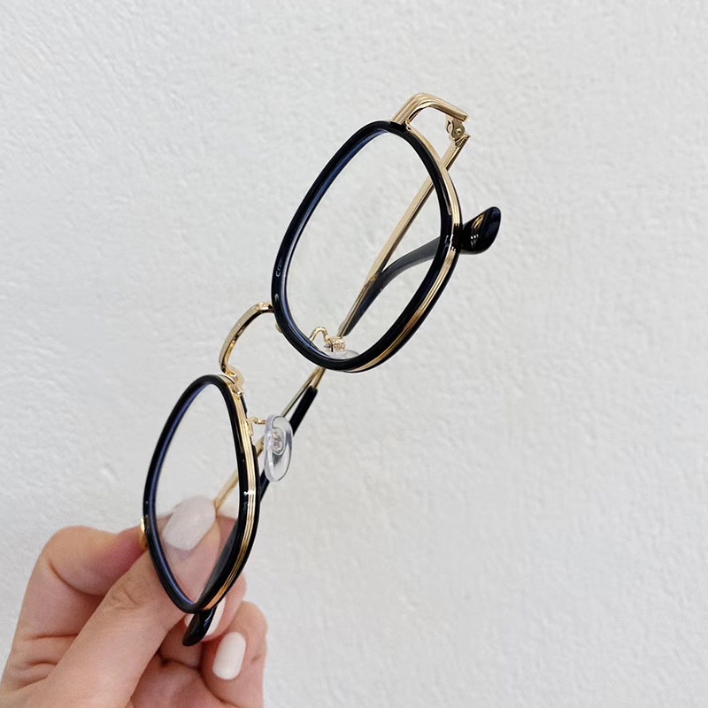 Mắt Kính Gọng Kim Loại Tròn Chống Bức Xạ Máy Tính Phong Cách Hàn Quốc Cho Nam Và Nữ