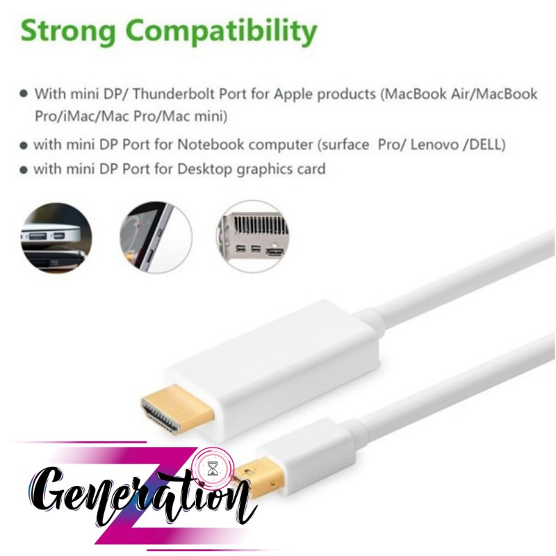 Cáp Mini DisplayPort to HDMI Ugreen - Cáp chuyển đổi Thunderbolt to HDMI macbook kết nối tivi Ugreen