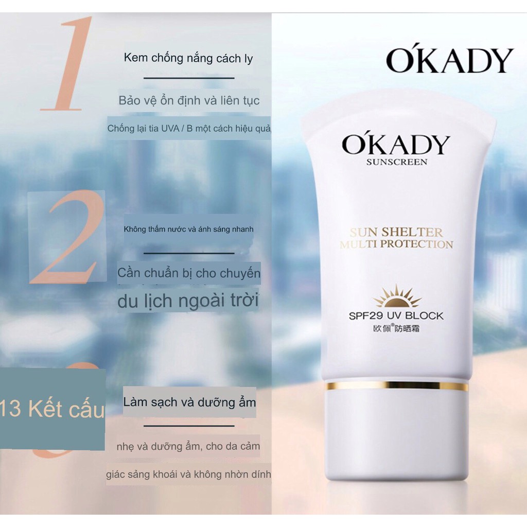 Kem chống nắng chống thấm nước dưỡng da dưỡng trắng mịn O'KADY Sunscreen | BigBuy360 - bigbuy360.vn