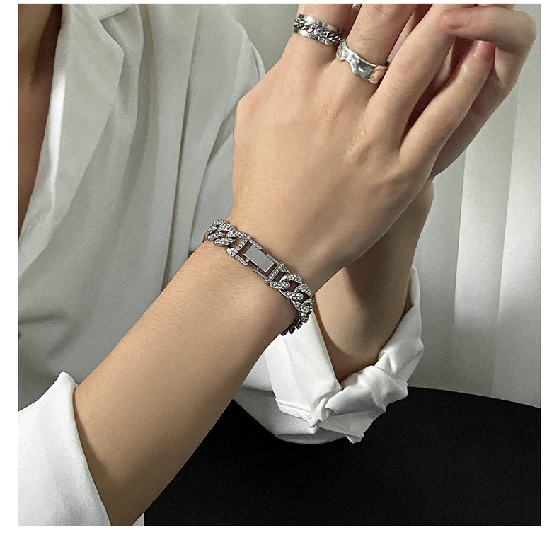 Vòng đeo tay 19a1448 đính đá toàn bộ phù hợp với phong cách thời trang hip hop cho nam và nữ